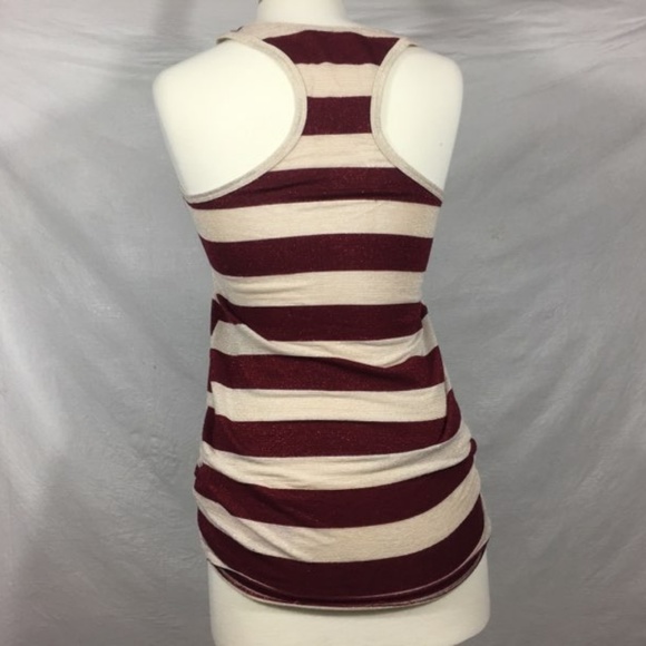 3/ $15 Shimmery Red White Stripe Razor Back Tank - Picture 4 of 8